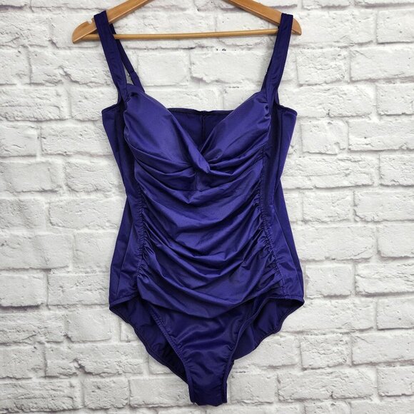 Trimshaper Chic Ruched Purple One Piece Swimsuit size 18 Shaper Sliming - Picture 2 of 12
